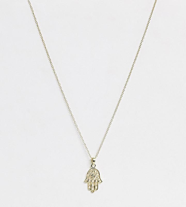 Kingsley Ryan Exclusive Necklace In Sterling Silver Gold Plated Fatimas Hand Pendant