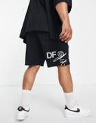 Asos Dark Future Relaxed Shorts With Logo Leg Print In Black - Part Of A Set