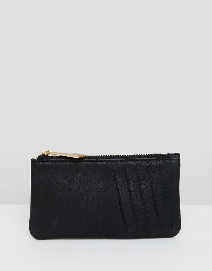 Asos Design Leather Elongated Coin Purse - Black