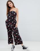 Hollister Bandeau Floral Jumpsuit - Black