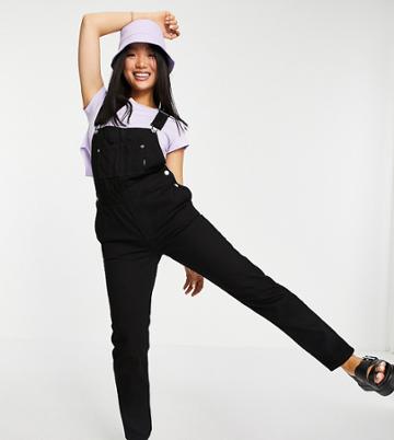 Dr Denim Petite Relaxed Fit Overalls In Black