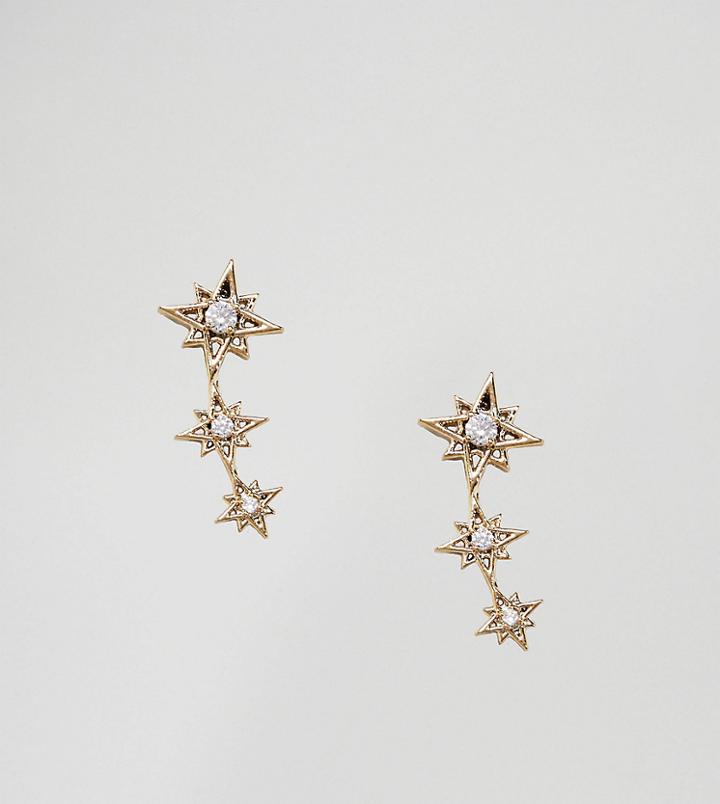 Estella Bartlett Gold Plated Multi Star Ear Climber Earrings - Gold