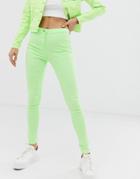 Parisian Skinny High Waist Jeans In Neon Green - Green