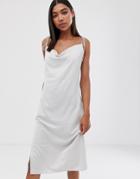 Weekday Cami Dress With Cowl Neck In Light Gray - Beige