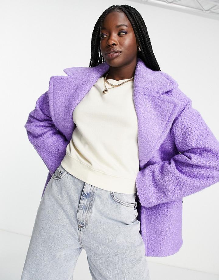 Monki Boucle Jacket In Purple