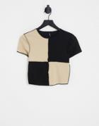 Only Krill Block Color T-shirt In Black And Cream-multi