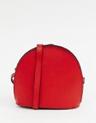 Asos Design Mini Leather Half Moon Cross Body Bag - Red