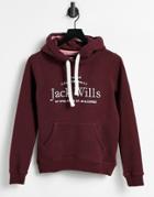 Jack Wills Logo Hoodie In Burgundy-purple