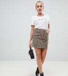 New Look Petite Mom Skirt In Leopard Print - Gray