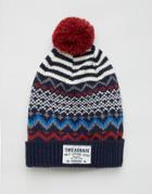Threadbare Beanie In Jacquard Print - Blue