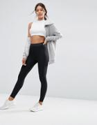 Asos Premium Rib Elastic Leggings With Seam Details - Black