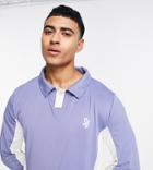 South Beach Man Paneled Polo Jersey In Navy-blue