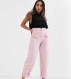 Asos Design Petite Carpenter Pants In Acid Wash Pink
