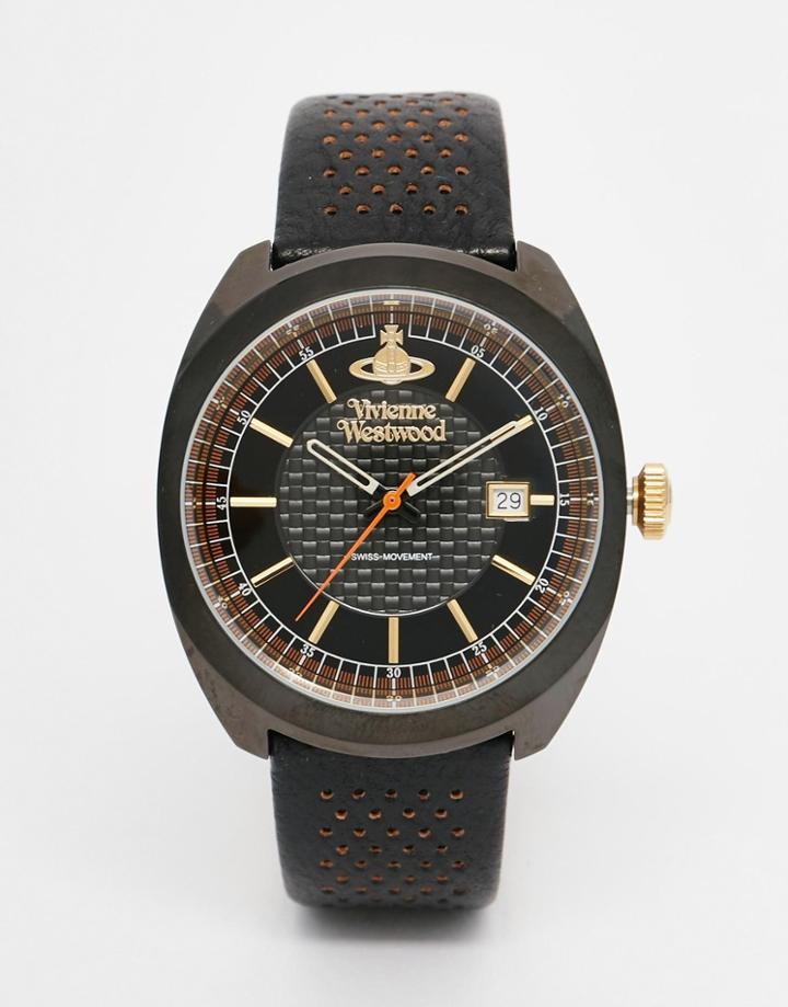 Vivienne Westwood Leather Strap Watch Vv136bkbk - Black