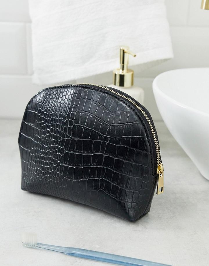 Asos Design Half Moon Makeup Bag In Croc-multi