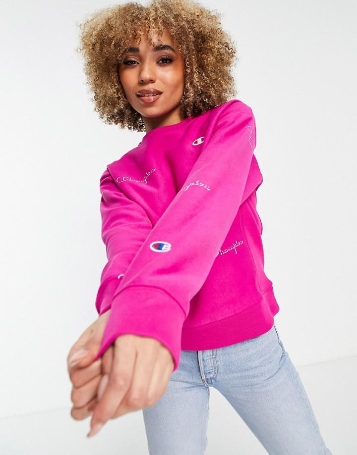 Champion Sweatshirt With Repeat Logo In Pink-purple