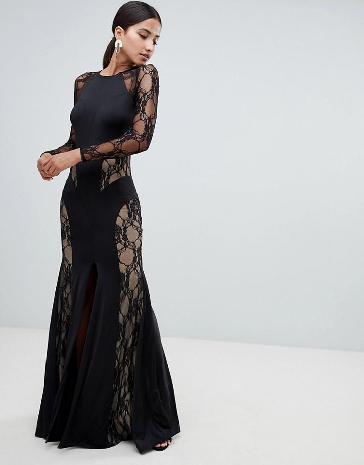 Forever Unique Lace Paneled Maxi Dress - Black