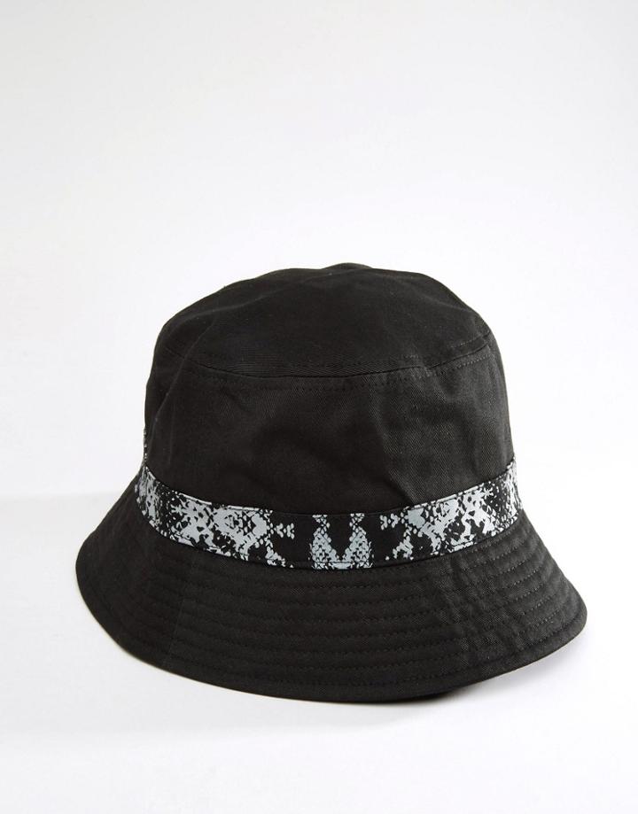 Asos Bucket Hat With Snake Band - Black
