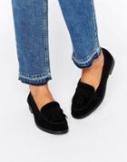 New Look Suedette Fringe Loafer - Black