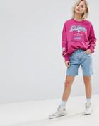 Pull & Bear Long Denim Short - Blue