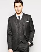 Asos Slim Fit Suit Jacket In Plaid Check - Gray