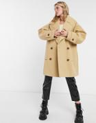 Asos Design Oversized Peacoat In Stone-neutral