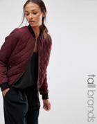 Vero Moda Tall Quilted Bomber Jacket - Brown