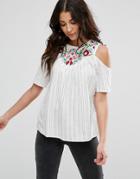 Brave Soul Embroidered Top - White