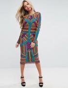 Asos Red Carpet Geo Multi Colored Embellished Midi Dress - Multi