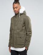 Hype Parka With Faux Fur Hood - Green