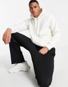Pull & Bear Hoodie In Black With Label Detail In Off White