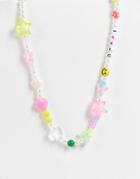 Pieces Valentines Beaded 'i Heart You' Necklace In Multi-gold