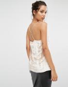 Missguided Pleated Cross Back Cami Top - Beige