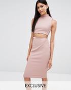 Missguided Exclusive Cut Out High Neck Bodycon Midi Dress - Pink