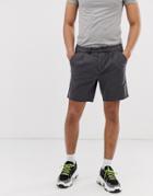 Asos Design Slim Shorts With Pleats In Washed Black - Black