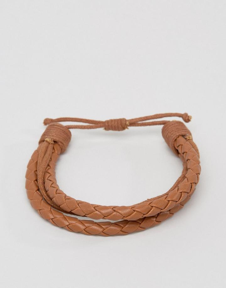 Jack & Jones Jacpeter Wrap Bracelet In Tan - Tan