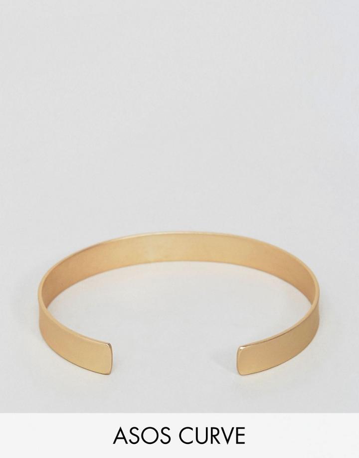 Asos Curve Sleek Matte Cuff Bracelet - Gold