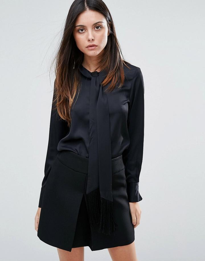 Warehouse Patent Leather A Line Skirt - Black