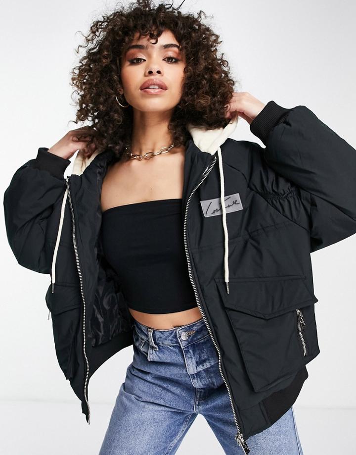 The Couture Club Ruched Bomber Jacket In Black