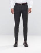 Selected Homme Skinny Checked Pants With Stretch And Turn Up - Brown