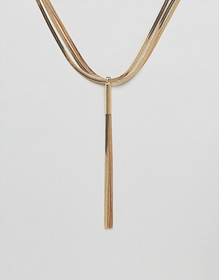 Nylon Drape Through Necklace - Gold