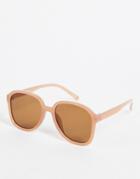 Asos Design Recycled Oversized Square Sunglasses With Brown Lens In Taupe