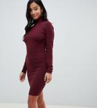 Y.a.s Petite High Neck Ribbed Sweater Dress - Red