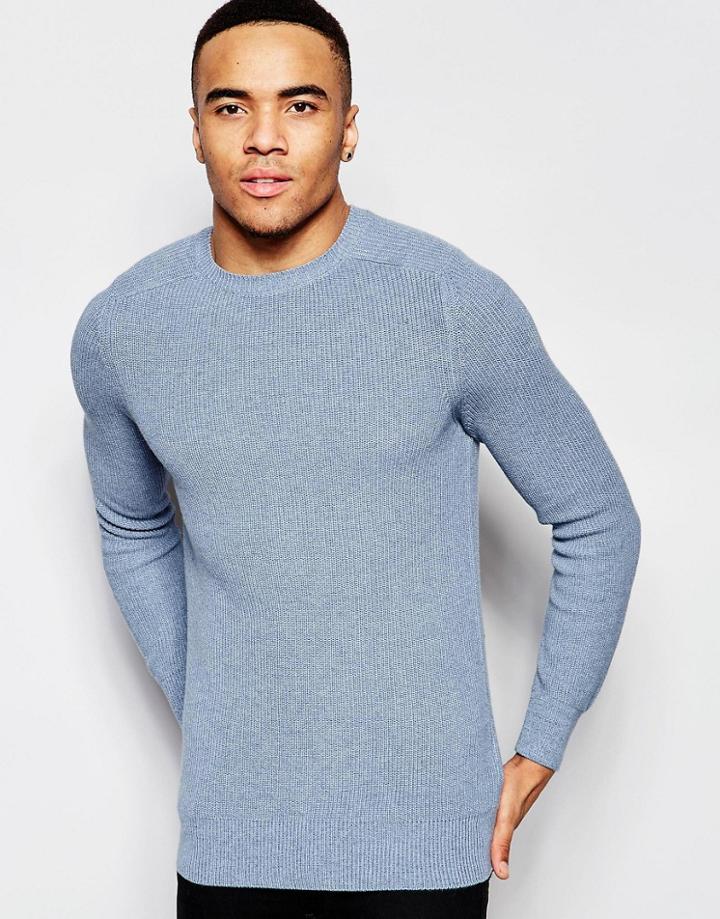 New Look Ribbed Sweater In Light Blue - Blue