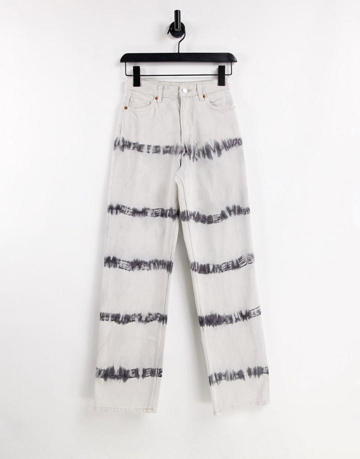Monki Taiki Cotton Straight Leg Jeans In Tie Dye Stripe - Multi