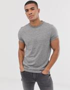 Asos Design T-shirt With Roll Sleeve In Twisted Jersey In Gray - Gray