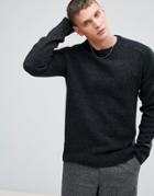 Selected Homme Knitted Sweater In 100% Lambswool - Black