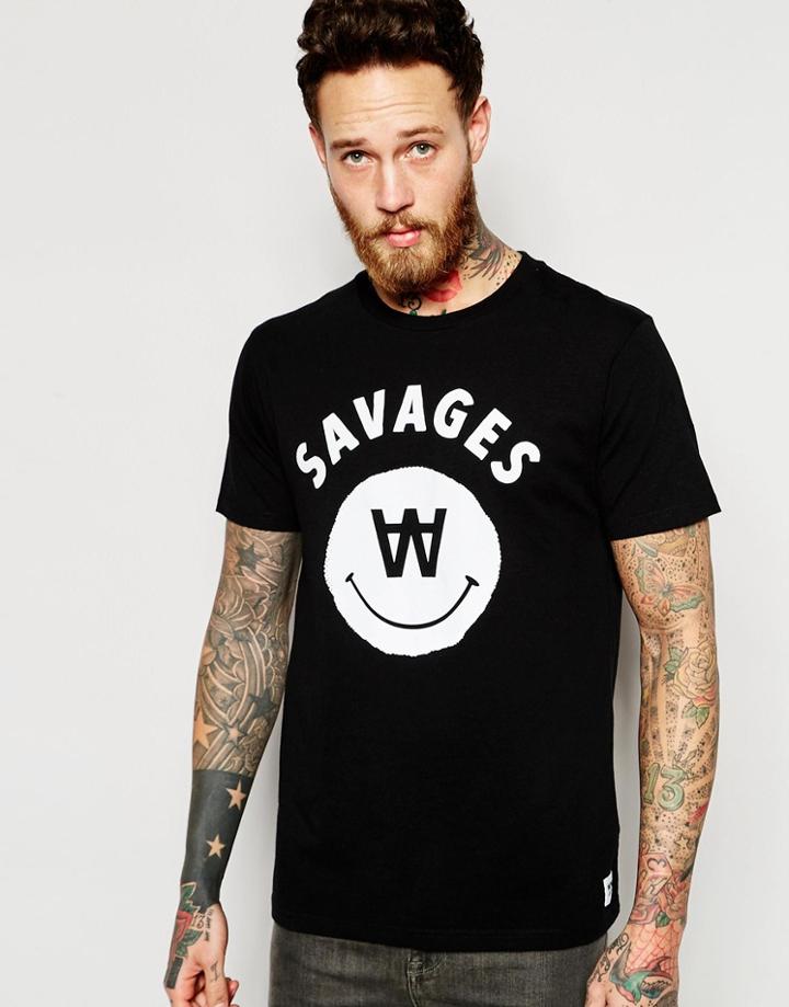 Wood Wood T-shirt With Savages Print - Blac