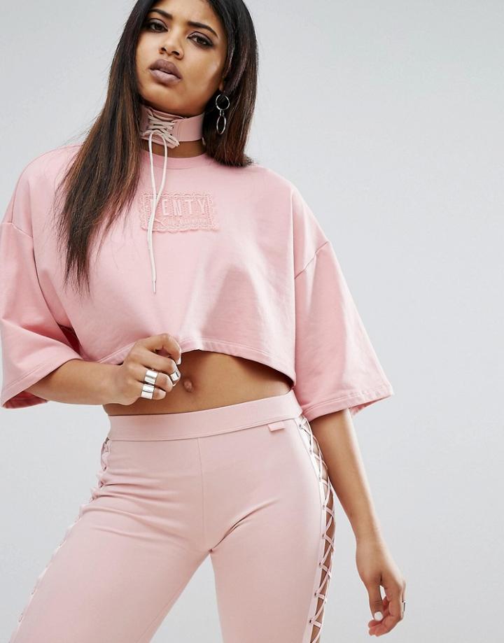 Puma X Fenty Cropped Crew Neck T-shirt - Pink