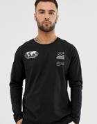 Jack & Jones Core Graphic Long Sleeve T-shirt In Black - Black